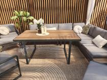 Aranżacja: Modułowe meble obiadowe z narożnikiem z ławą i dwoma fotelami Panaon Grey Teak