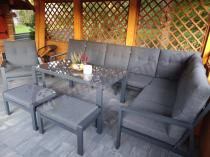 Aranżacja: Modułowy duży narożnik ogrodowy z fotelem Tavaro Corner XL Antracite