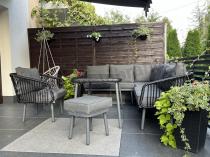 Aranżacja: Modułowy narożnik na taras z fotelem i stołem 120cm Postigo Corner XL Dark Grey