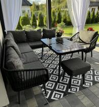 Aranżacja: Modułowy narożnik na taras z fotelem i stołem 120cm Postigo Corner XL Dark Grey