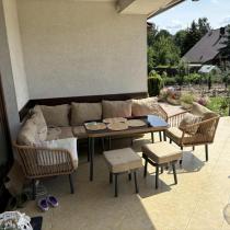 Aranżacja: Modułowy narożnik na taras z fotelem i stołem 120cm Postigo Corner XL Nature