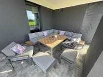Aranżacja: Modułowy narożnik ogrodowy z fotelami i pufami - Calamba Corner XXL - Grey