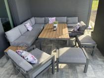 Aranżacja: Modułowy narożnik ogrodowy z fotelami i pufami - Calamba Corner XXL - Grey
