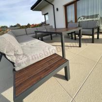 Aranżacja: Modułowy narożnik ogrodowy z fotelami i pufami - Calamba Corner XXL - Light Grey