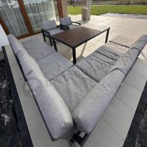 Aranżacja: Modułowy narożnik ogrodowy z fotelami i pufami - Calamba Corner XXL - Light Grey