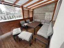 Aranżacja: Modułowy narożnik ogrodowy z fotelami i pufami - Calamba Corner XXL - Light Grey