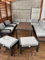 Aranżacja: Modułowy narożnik ogrodowy z fotelami i pufami - Calamba Corner XXL - Light Grey