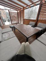 Aranżacja: Modułowy narożnik ogrodowy z fotelami i pufami - Calamba Corner XXL - Light Grey