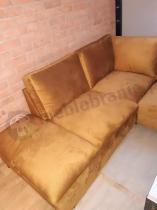 Aranżacja: Musztardowy wypoczynek do salonu z funkcją spania Flavio lewy 293x214 cm