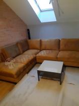 Aranżacja: Musztardowy wypoczynek do salonu z funkcją spania Flavio lewy 293x214 cm