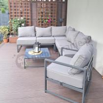 Aranżacja: Narożne meble ogrodowe modułowe ze stolikiem i fotelem Trapeno 5 modułów