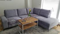 Aranżacja: Narożnik Flavio Slim jasnoszary z funkcją spania 255x214cm prawy