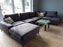 Aranżacja: Narożnik Flavio U do salonu ciemnoszary 367x214cm prawy