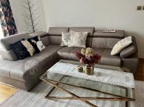 Aranżacja: Narożnik Lizbona II Cappuccino welurowy z Funkcją Spania 268x200 cm lewostronny