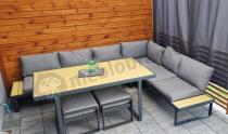 Aranżacja: Narożnik modułowy 280x220cm ze stołem obiadowym i 2 fotelami Panaon GW