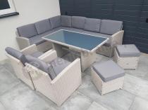 Aranżacja: Narożnik na taras z wysokim stołem i fotelami Cofete Light Grey Plus