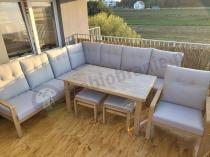 Aranżacja: Narożnik ogrodowy 7 osobowy z fotelem imitacja drewna Tavaro Corner XL Wood