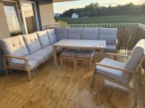 Aranżacja: Narożnik ogrodowy 7 osobowy z fotelem imitacja drewna Tavaro Corner XL Wood