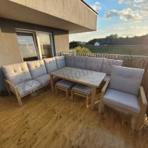 Aranżacja: Narożnik ogrodowy 7 osobowy z fotelem imitacja drewna Tavaro Corner XL Wood
