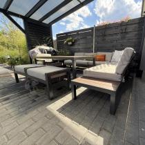 Aranżacja: Narożnik ogrodowy moduowy z fotelem i stołem 160cm Calamba Corner XL - Light Grey