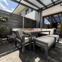 Aranżacja: Narożnik ogrodowy moduowy z fotelem i stołem 160cm Calamba Corner XL - Light Grey