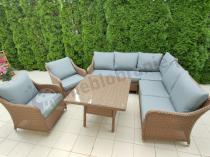 Aranżacja: Narożnik ogrodowy technorattan 207x207cm z wysokim stołem Novici - Brown