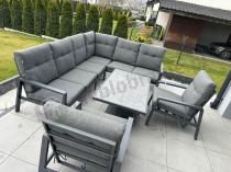 Aranżacja: Narożnik ogrodowy z regulowanymi fotelami i podnoszonym stołem Tavaro Corner Plus Antracite