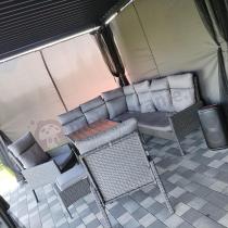 Aranżacja: Narożnik ogrodowy z wysokim stołem polywood i dwoma fotelami Lirata Corner – Anthracite
