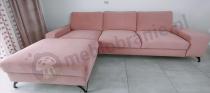 Aranżacja: Narożnik rozkładany ciemny róż welur Flavio II lewostronny 293x179 cm Matt Velvet 63