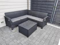 Aranżacja: Narożnik tarasowy ze stolikiem skrzynią Rellbo grafitowy