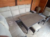 Aranżacja: Narożnik technorattan + fotel 9 miejsc ze stołem polywood Lirata Corner Brown