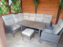 Aranżacja: Narożnik technorattan + fotel 9 miejsc ze stołem polywood Lirata Corner Brown