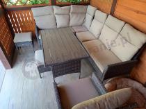 Aranżacja: Narożnik technorattan + fotel 9 miejsc ze stołem polywood Lirata Corner Brown