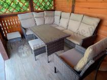 Aranżacja: Narożnik technorattan + fotel 9 miejsc ze stołem polywood Lirata Corner Brown