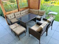 Aranżacja: Narożnik technorattan 10 miejsc ze stołem obiadowym Perata Corner Plus Brown