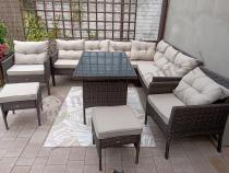 Aranżacja: Narożnik technorattan 10 miejsc ze stołem obiadowym Perata Corner Plus Brown