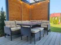 Aranżacja: Narożnik technorattan 10 miejsc ze stołem obiadowym Perata Corner Plus Brown