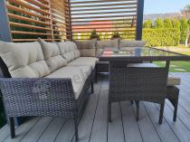 Aranżacja: Narożnik technorattan 10 miejsc ze stołem obiadowym Perata Corner Plus Brown