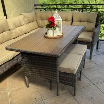 Aranżacja: Narożnik technorattan 8 miejsc ze stołem polywood Perata Corner Brown Polywood