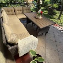 Aranżacja: Narożnik technorattan 8 miejsc ze stołem polywood Perata Corner Brown Polywood