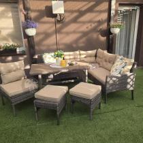 Aranżacja: Narożnik technorattan 8 miejsc ze stołem polywood Perata Corner Brown Polywood