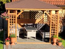 Aranżacja: Narożnik technorattan ze stołem 120x70cm i fotelami Perata Corner Plus Light Grey