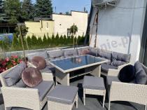 Aranżacja: Narożnik technorattan ze stołem 120x70cm i fotelami Perata Corner Plus Light Grey