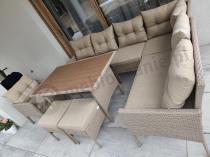 Aranżacja: Narożnik technorattanowy na nóżkach Perata Corner Natural + 1 fotel Polywood