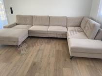 Aranżacja: Narożnik welurowy w kształcie U beżowy Flavio U 367x214cm prawy