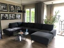 Aranżacja: Narożnik welurowy w kształcie U ciemny szary Flavio U 367x214cm lewy