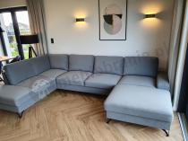 Aranżacja: Narożnik welurowy w kształcie U jasno-szary Flavio U 367x214cm lewy