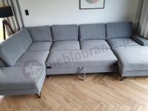 Aranżacja: Narożnik welurowy w kształcie U jasno-szary Flavio U 367x214cm lewy
