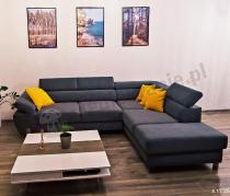 Aranżacja: Narożnik z regulowanym podłokietnikiem Molina L 263x210 cm Matt Velvet 93 – ciemny szary prawy
