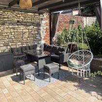 Aranżacja: Narożnik z technorattanu 190x190cm z 3 pufami i stołem Torino Corner XL Anthracite